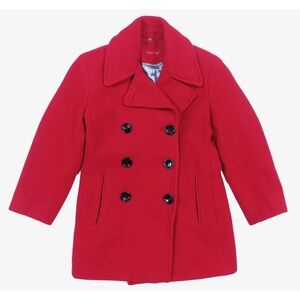NWOT Calvin Klein CK Cashmere Wool Winter Red Full Button Peacoat Coat Jacket 0